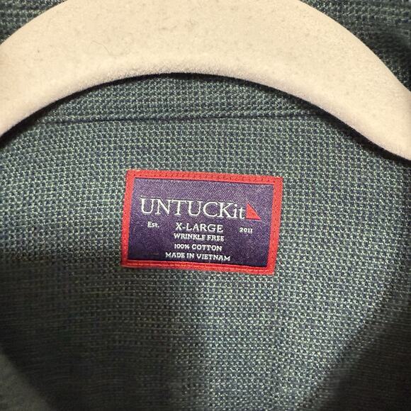 UNTUCKit Long Sleeve Button Up Shirt Men’s XL Green Micro Check Flannel EUC - Picture 5 of 8